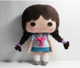 Nana girl - doll pattern, felt doll, PDF 